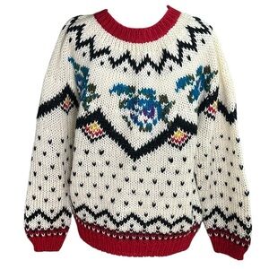 IVY Vintage Hand Knit Chunky Pullover Sweater  1980s-90s. Size Medium